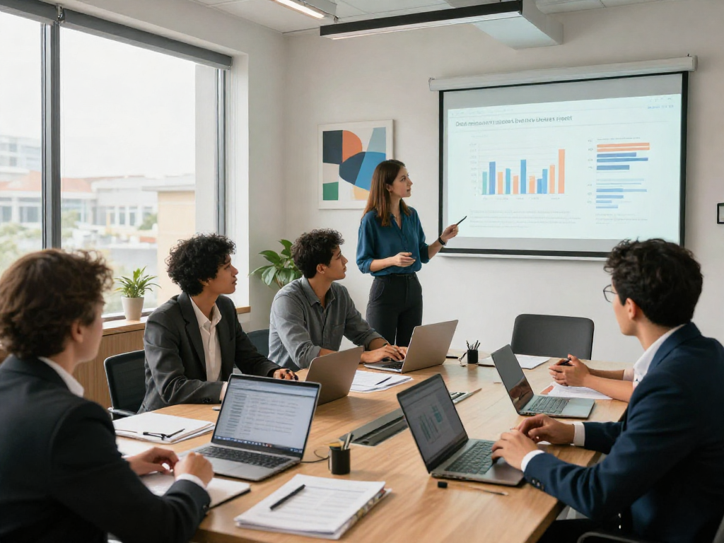Zakelijke lening: Professionele teamvergadering over financieringsstrategieën voor het MKB met documenten en laptops.