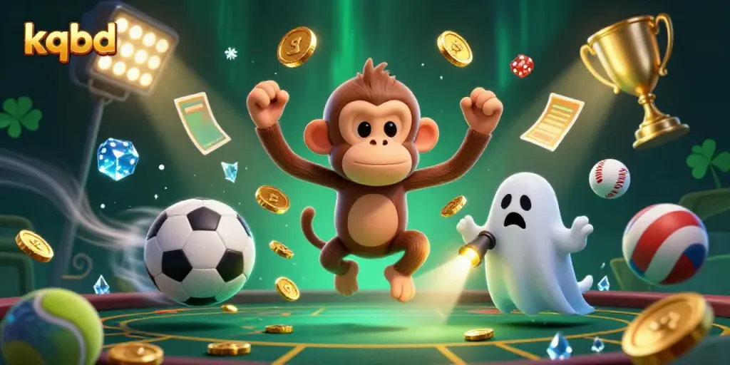 Experience live sports betting action with kqbd a as a golden ghost juggles coins in a haunted casino.