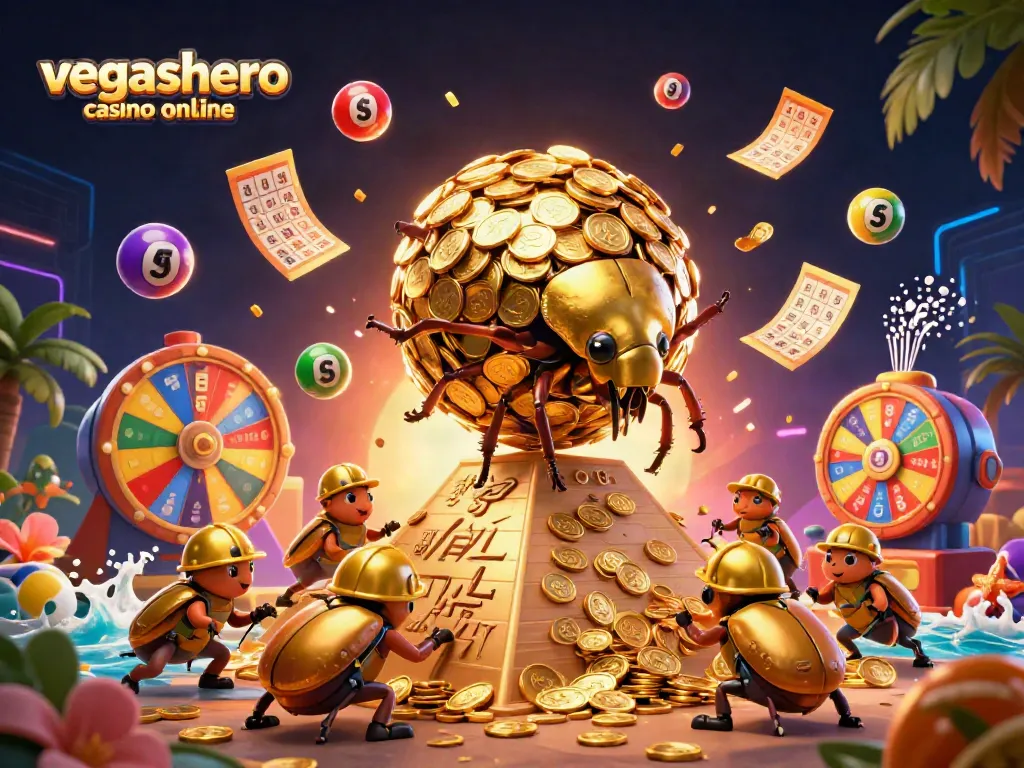 Engage with thrilling gameplay at vegashero casino online, featuring dynamic lottery elements and dazzling casino icons.