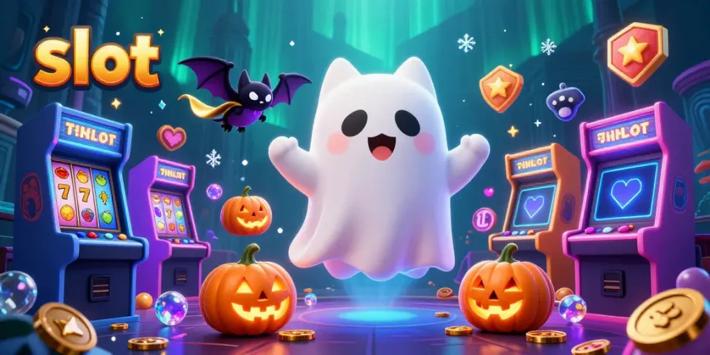 Experience thrilling slot action in this vibrant haunted casino illustration.