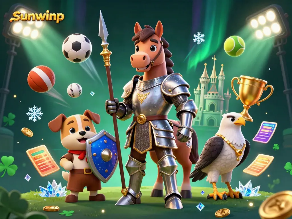 Experience the thrilling world of gaming with sunwinp where a knight, puppy, and falcon embark on an epic quest, enhanced by dynamic sports elements.