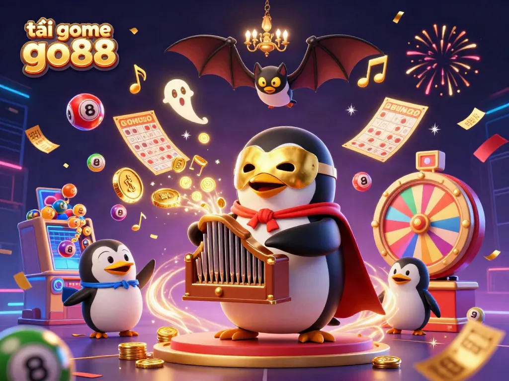 Engage in thrilling winnings by tải game go88, featuring a dynamic 3D cartoon illustration with vibrant casino elements.