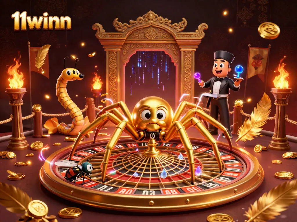 Experience thrilling gameplay at 11winn with vibrant casino elements in a 3D illustration.