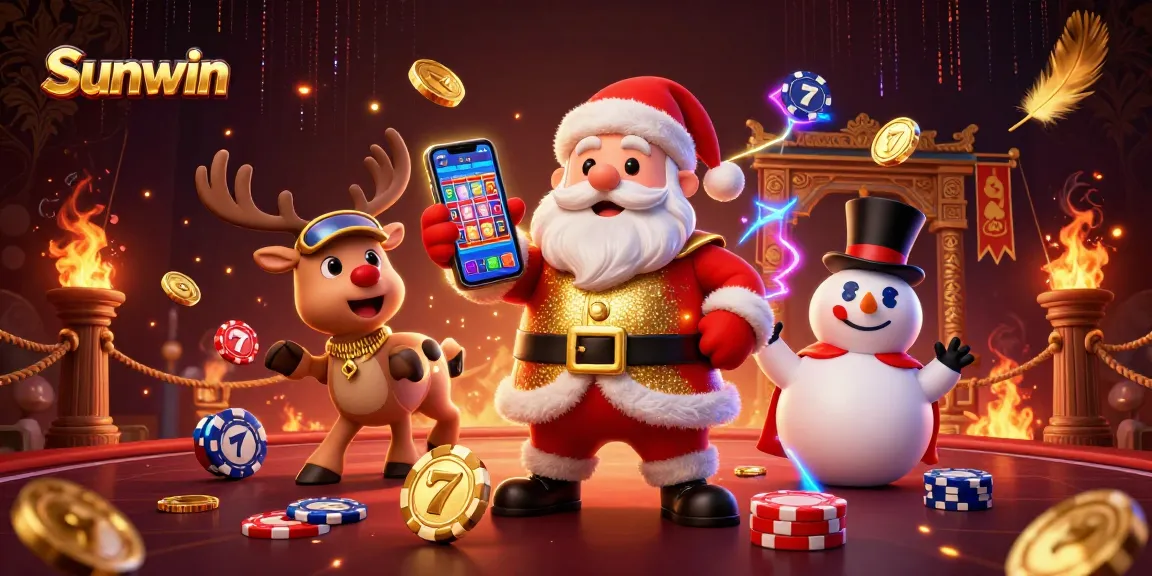 Engage in dazzling gameplay at Sunwin with Santa and friends among jackpot slots and golden coins.